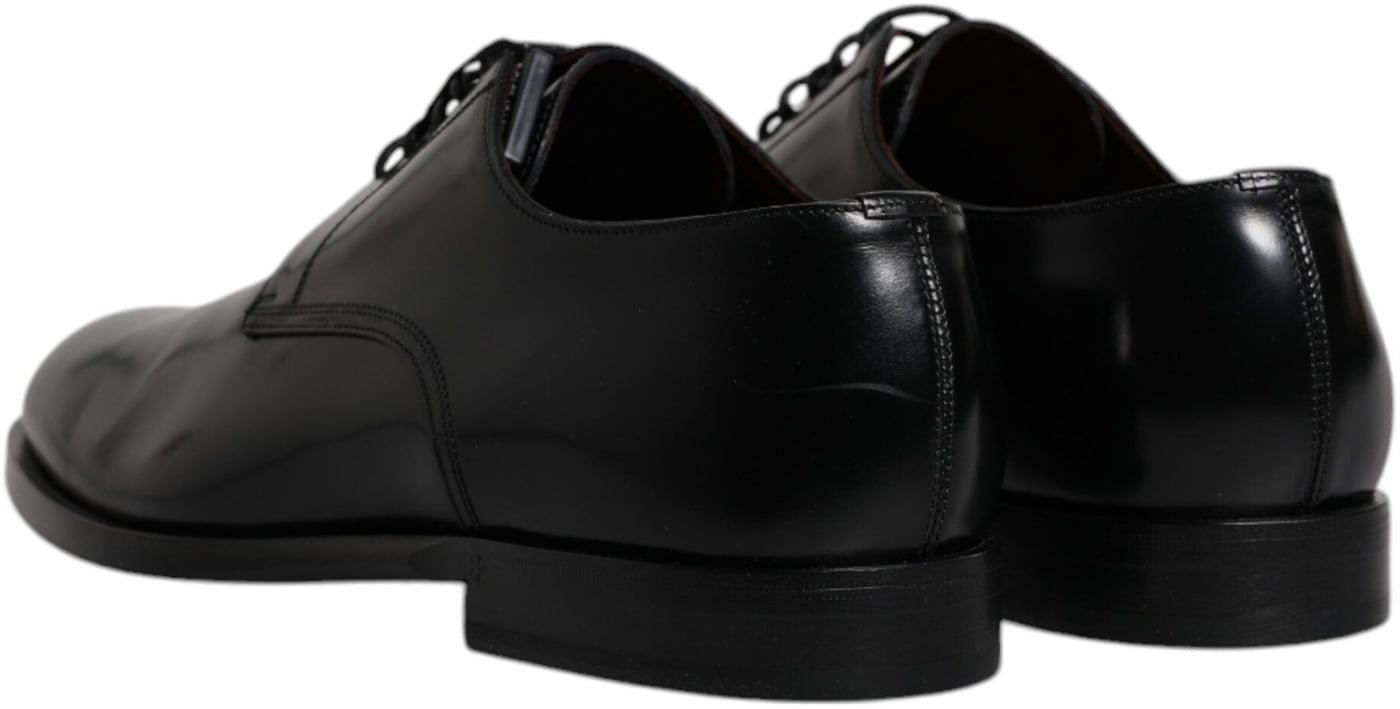 Dolce & Gabbana Black Calfskin Leather Derby Lace Up Formal Dress Shoes