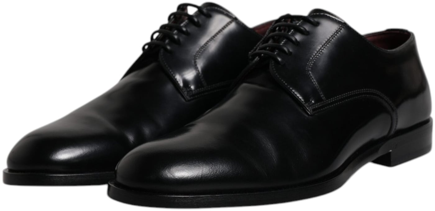 Dolce & Gabbana Black Calfskin Leather Derby Lace Up Formal Dress Shoes