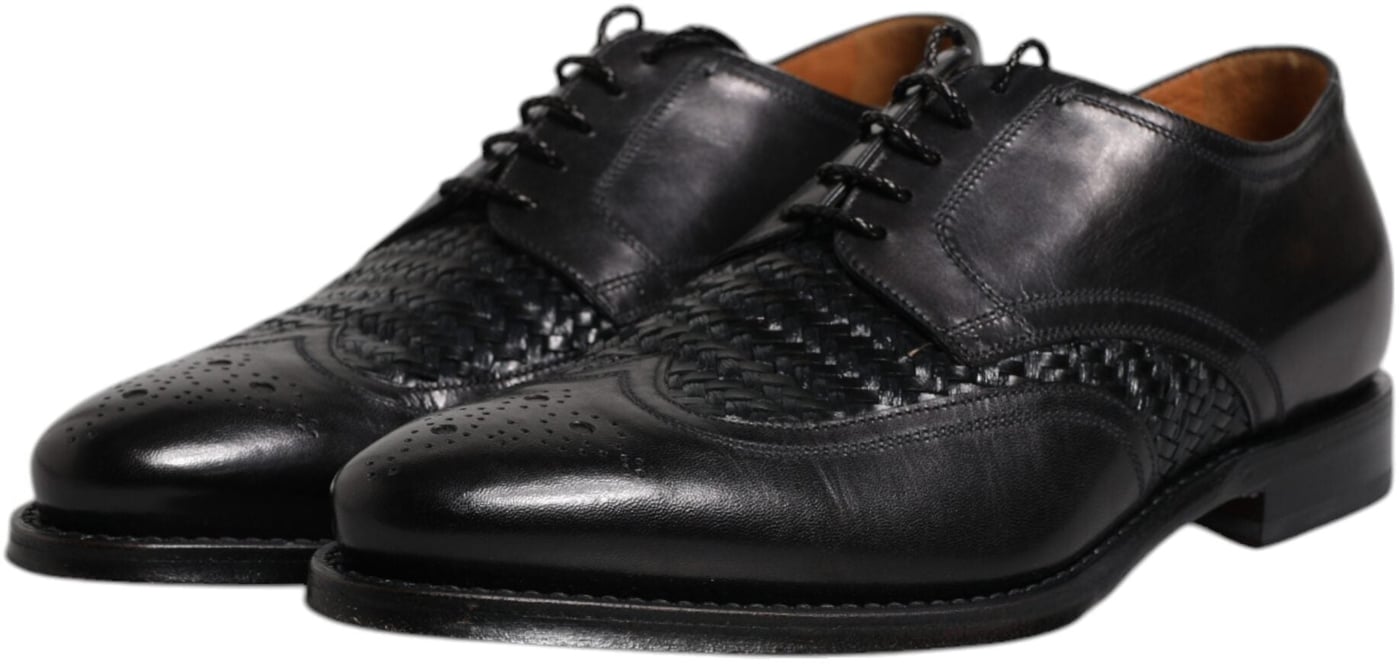 Dolce & Gabbana Black Leather Derby Wingtip Lace Up Formal Dress Shoes