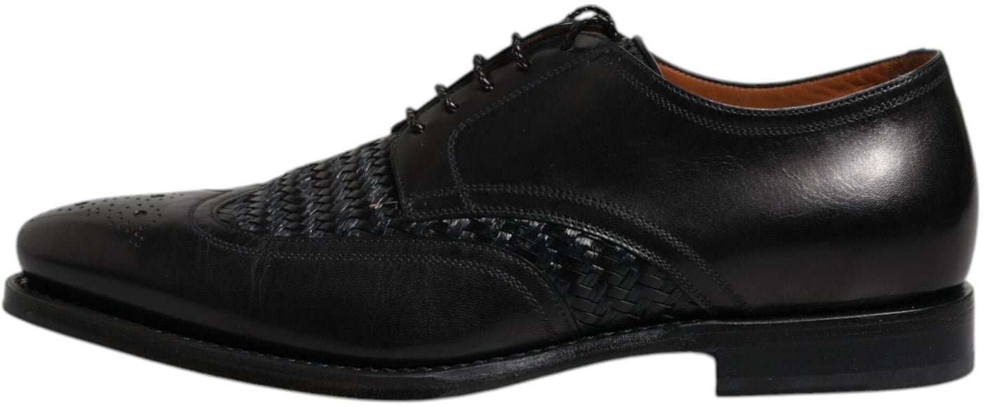 Dolce & Gabbana Black Leather Derby Wingtip Lace Up Formal Dress Shoes