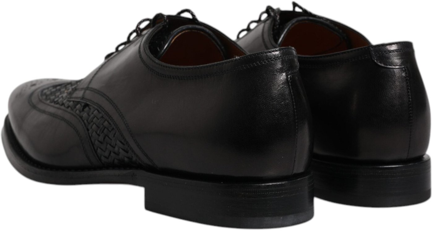 Dolce & Gabbana Black Leather Derby Wingtip Lace Up Formal Dress Shoes