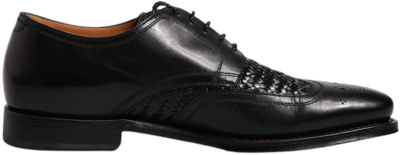Dolce & Gabbana Black Leather Derby Wingtip Lace Up Formal Dress Shoes