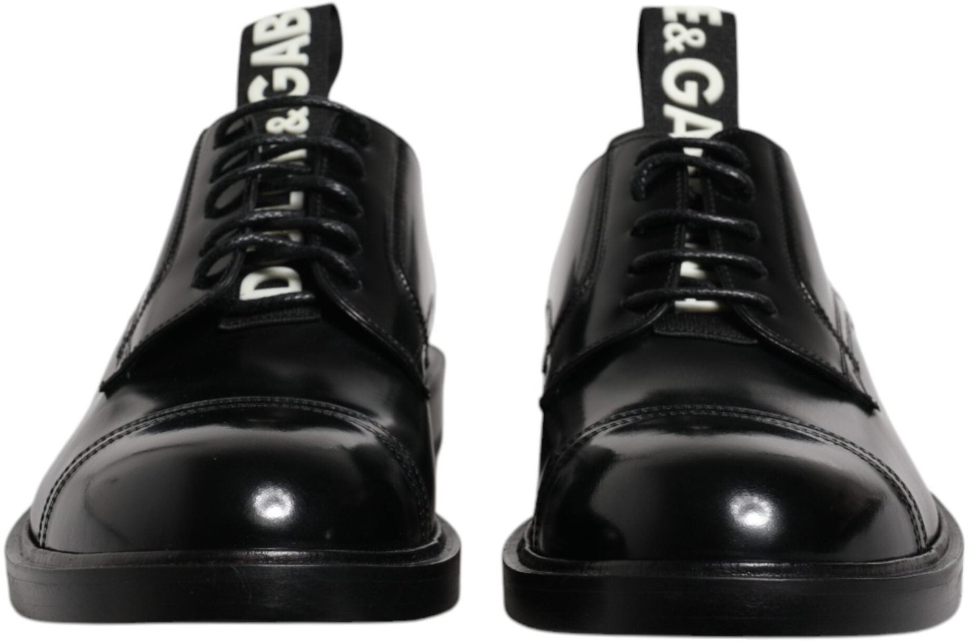 Dolce & Gabbana Black Patent Leather Derby Lace Up Formal Dress Shoes