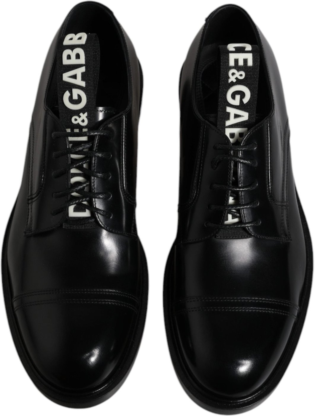 Dolce & Gabbana Black Patent Leather Derby Lace Up Formal Dress Shoes