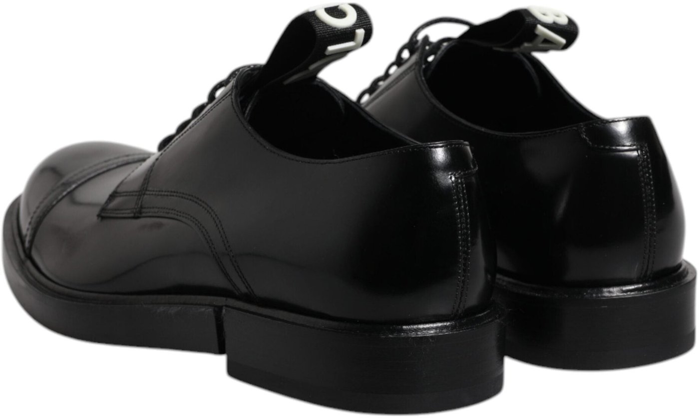 Dolce & Gabbana Black Patent Leather Derby Lace Up Formal Dress Shoes