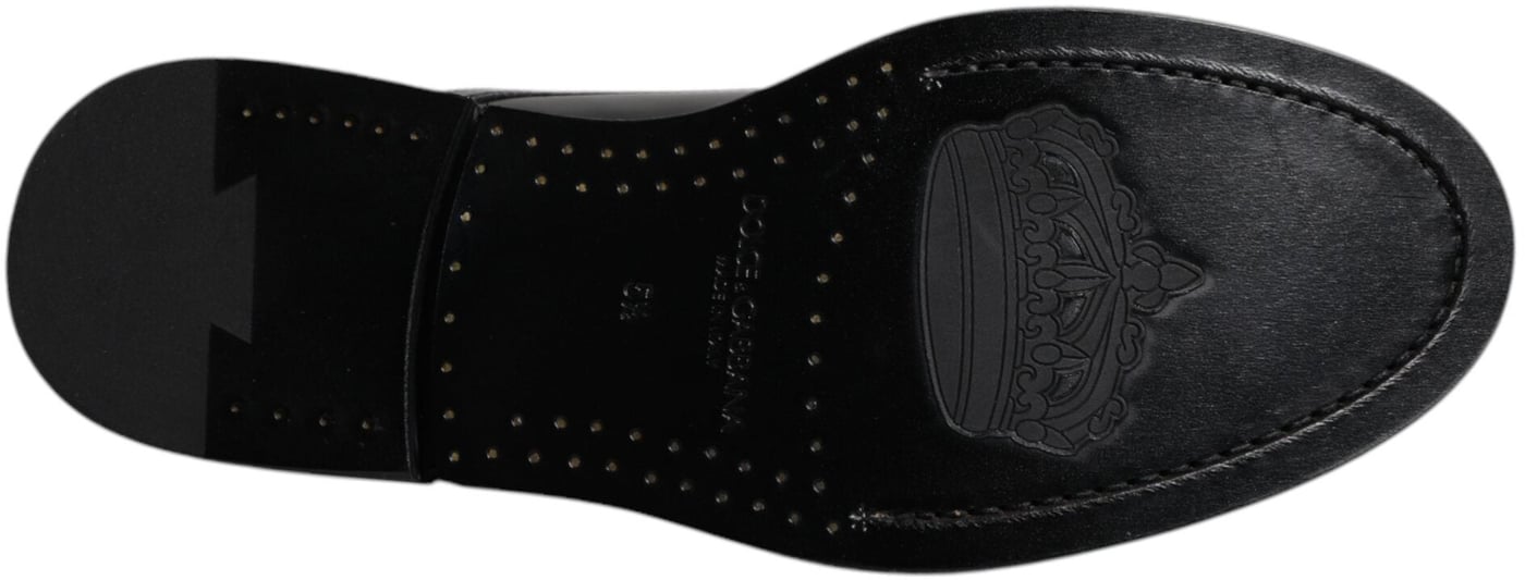 Dolce & Gabbana Black Patent Leather Derby Lace Up Formal Dress Shoes