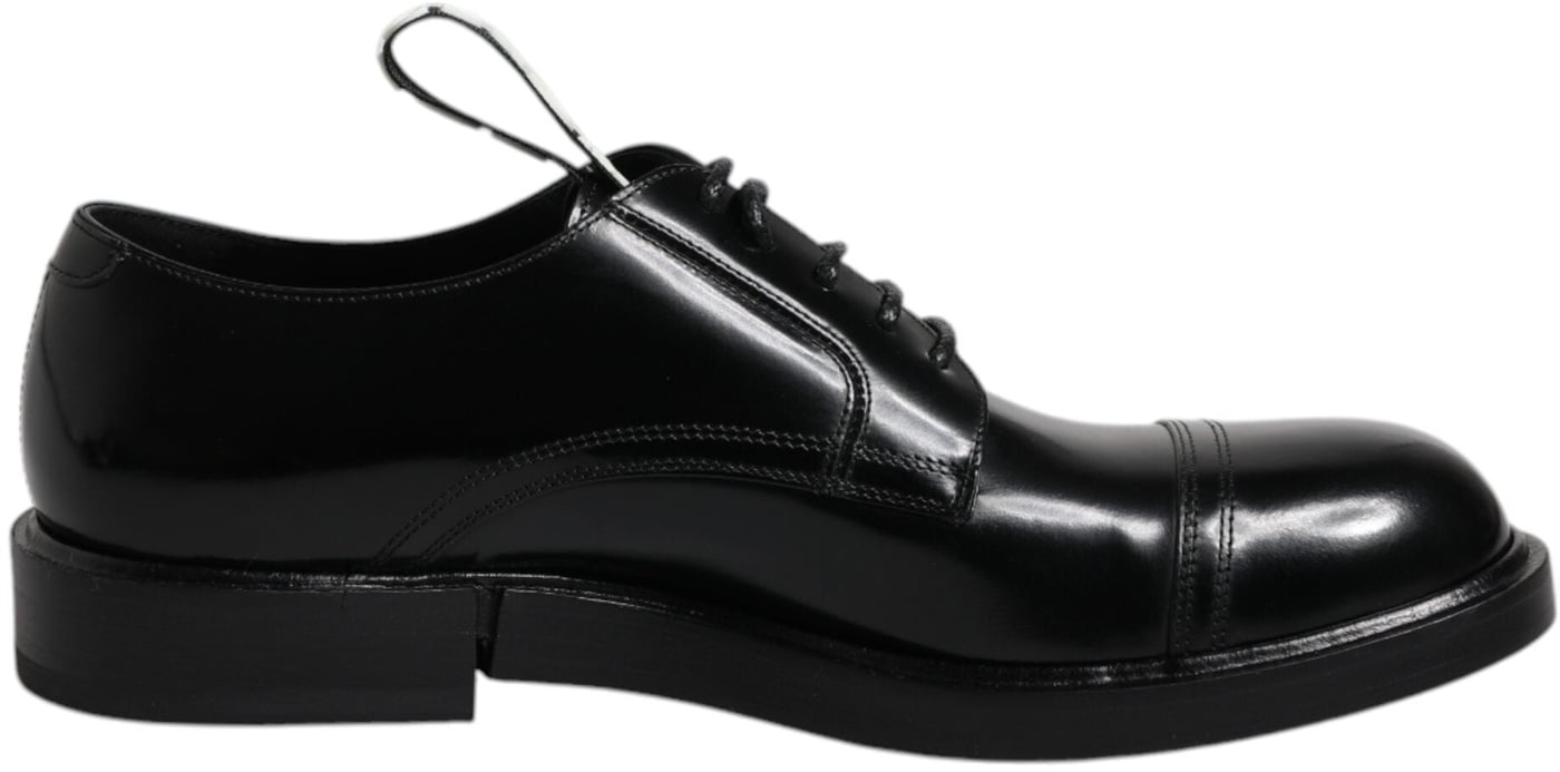 Dolce & Gabbana Black Patent Leather Derby Lace Up Formal Dress Shoes