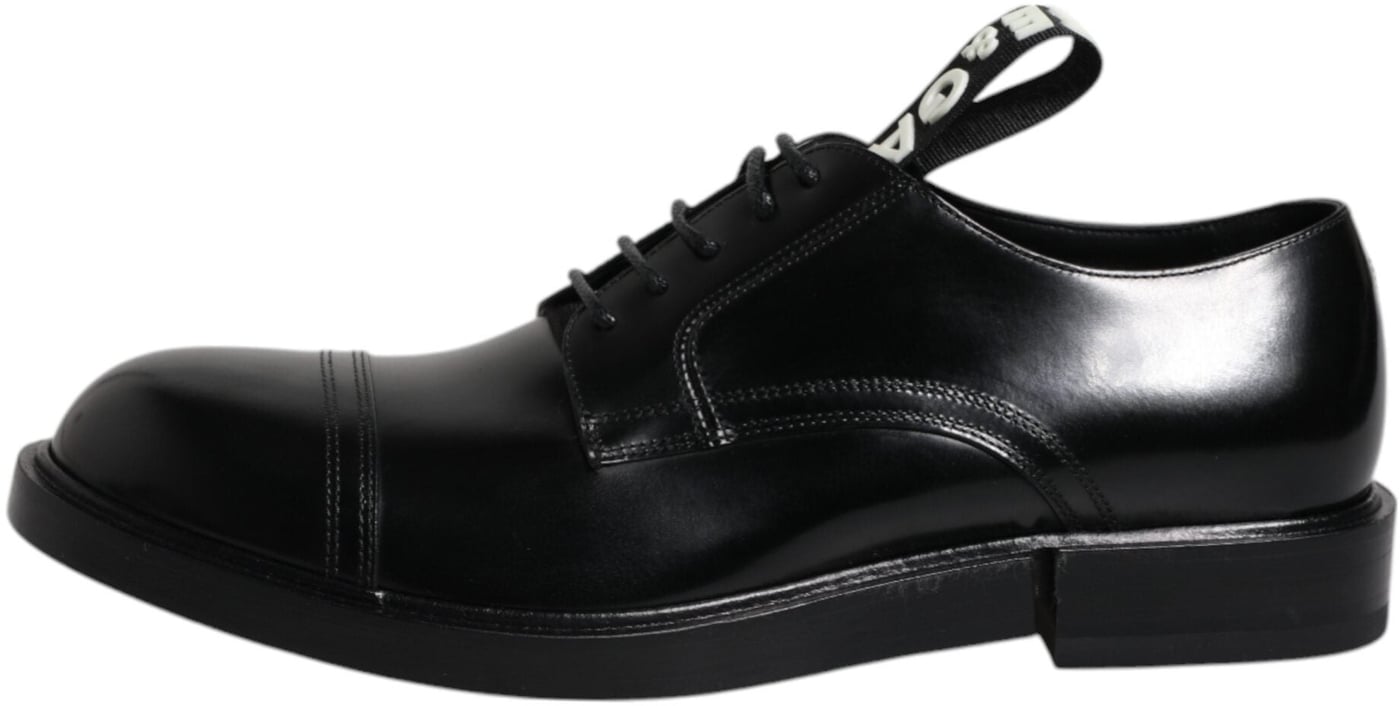Dolce & Gabbana Black Patent Leather Derby Lace Up Formal Dress Shoes