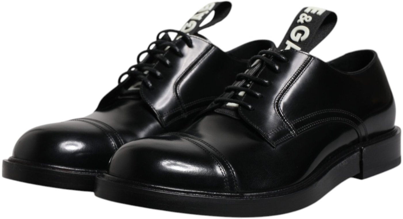 Dolce & Gabbana Black Patent Leather Derby Lace Up Formal Dress Shoes