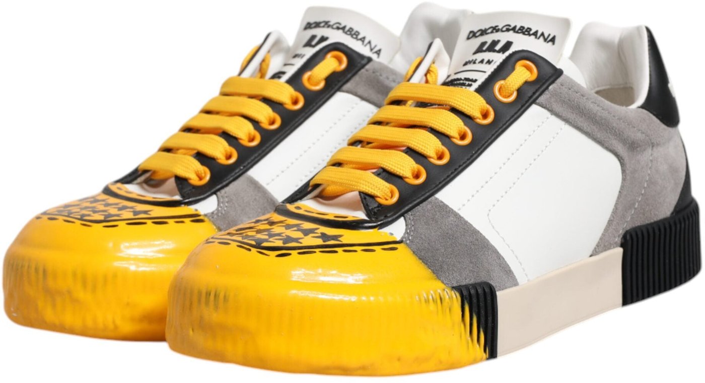 Dolce & Gabbana Multicolor Leather DNA Low Top Sneakers Shoes