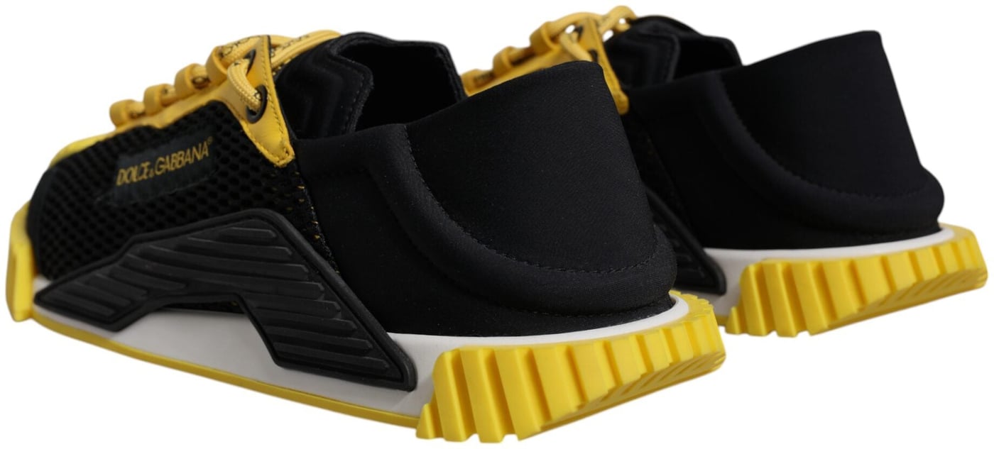 Dolce & Gabbana Black Yellow Low Top NS1 Sneakers Shoes