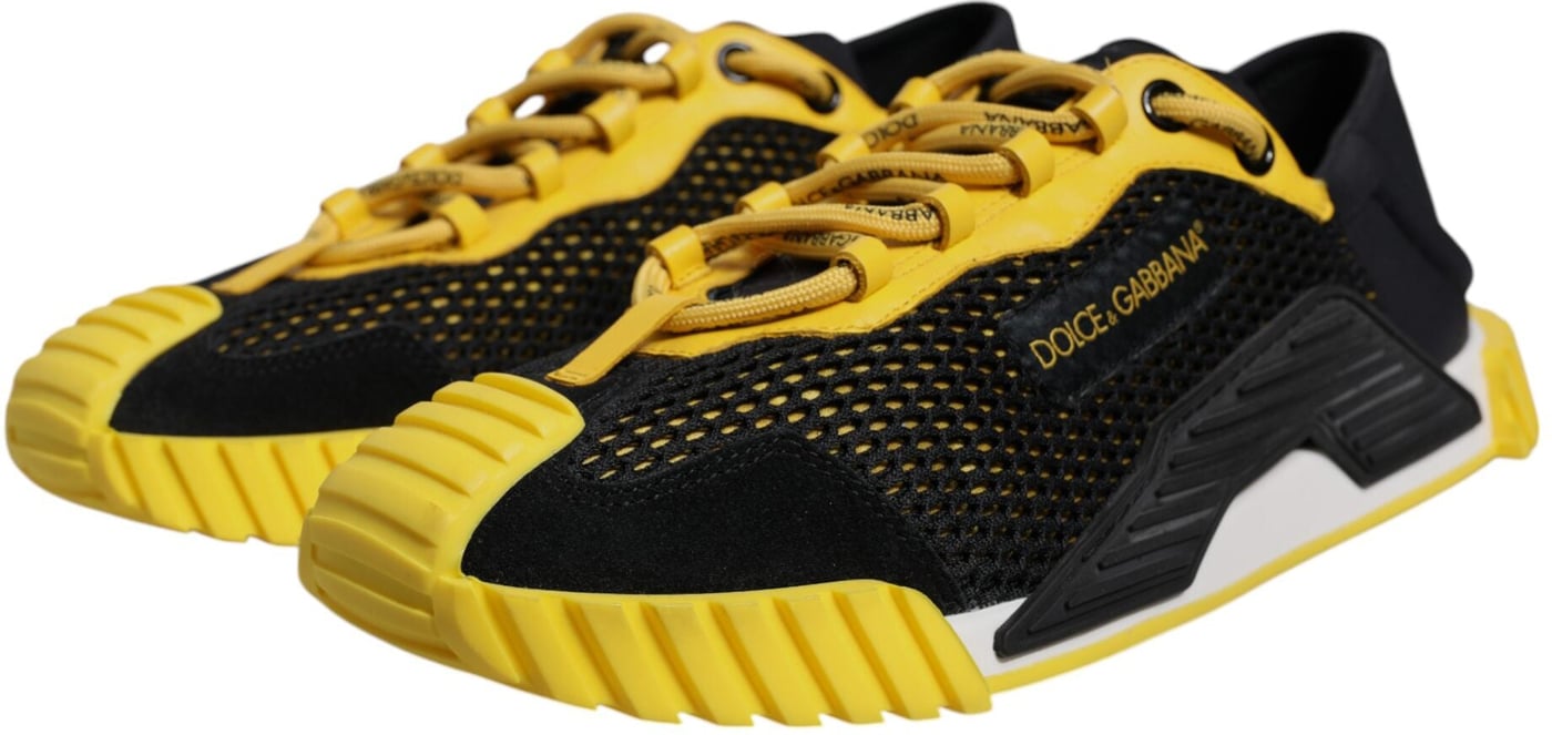 Dolce & Gabbana Black Yellow Low Top NS1 Sneakers Shoes