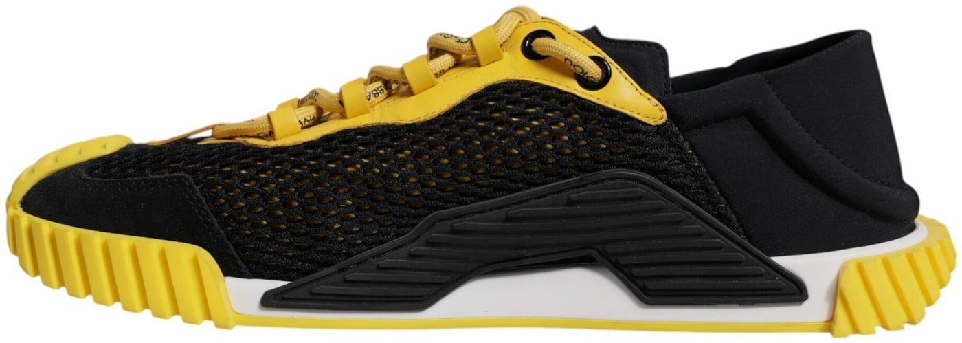 Dolce & Gabbana Black Yellow Low Top NS1 Sneakers Shoes
