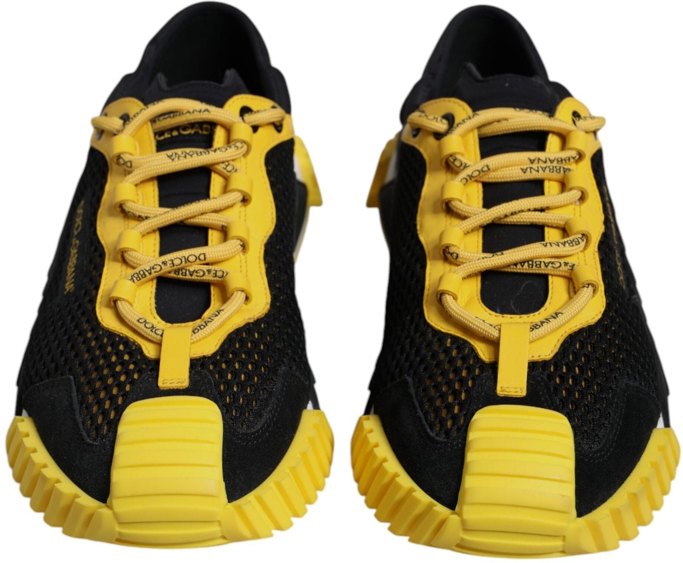 Dolce & Gabbana Black Yellow Low Top NS1 Sneakers Shoes