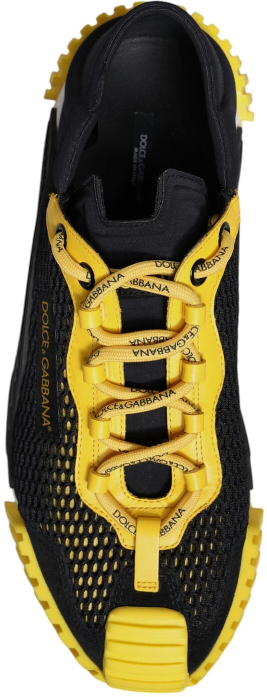 Dolce & Gabbana Black Yellow Low Top NS1 Sneakers Shoes