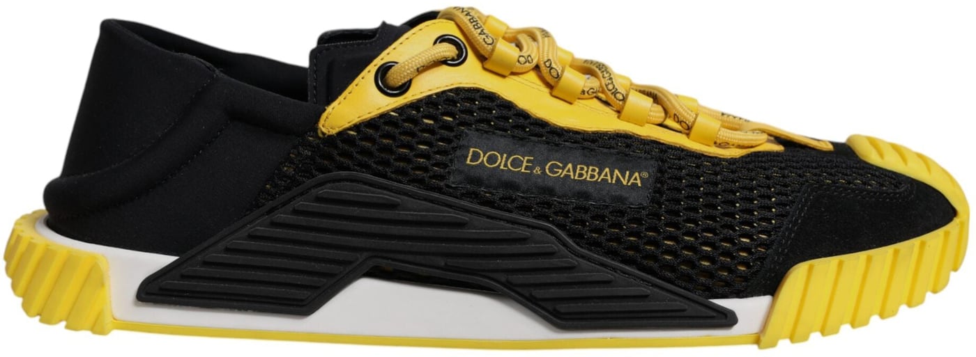 Dolce & Gabbana Black Yellow Low Top NS1 Sneakers Shoes