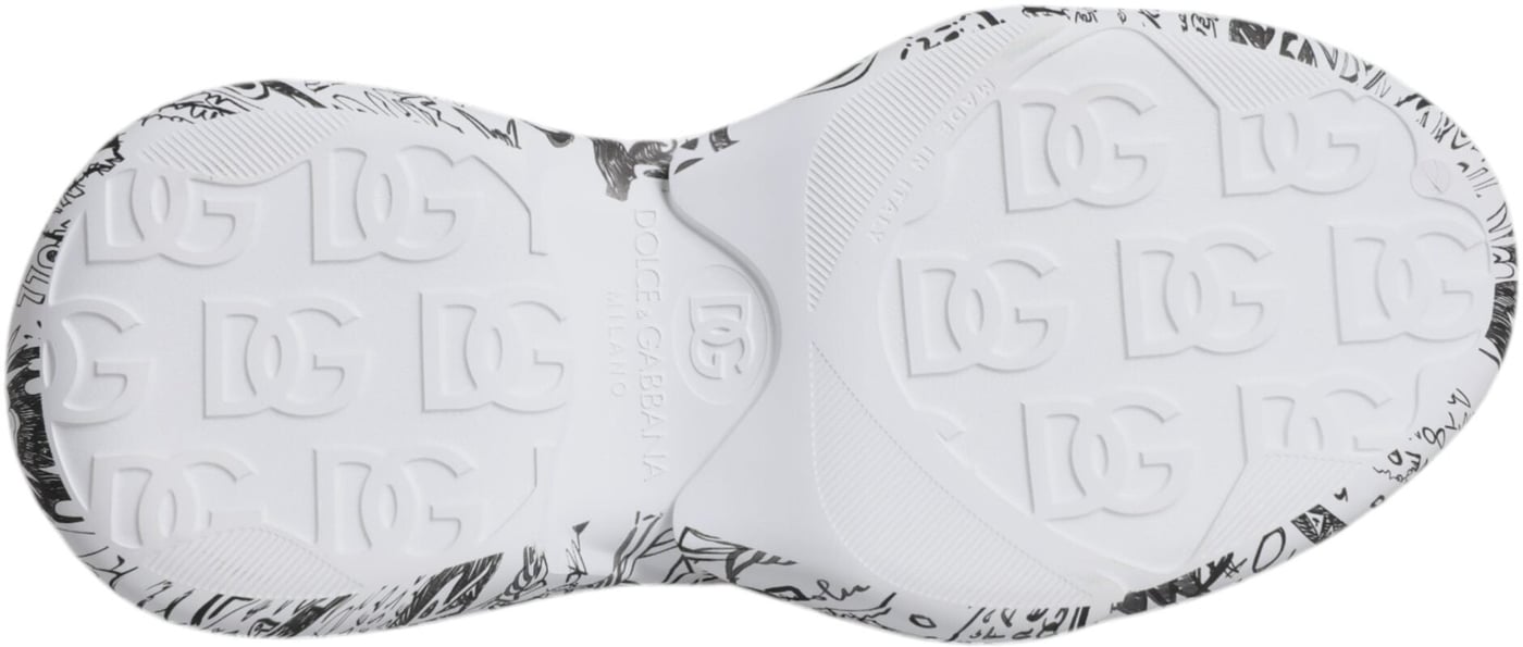 Dolce & Gabbana White Black Graffiti Daymaster Sneakers Shoes