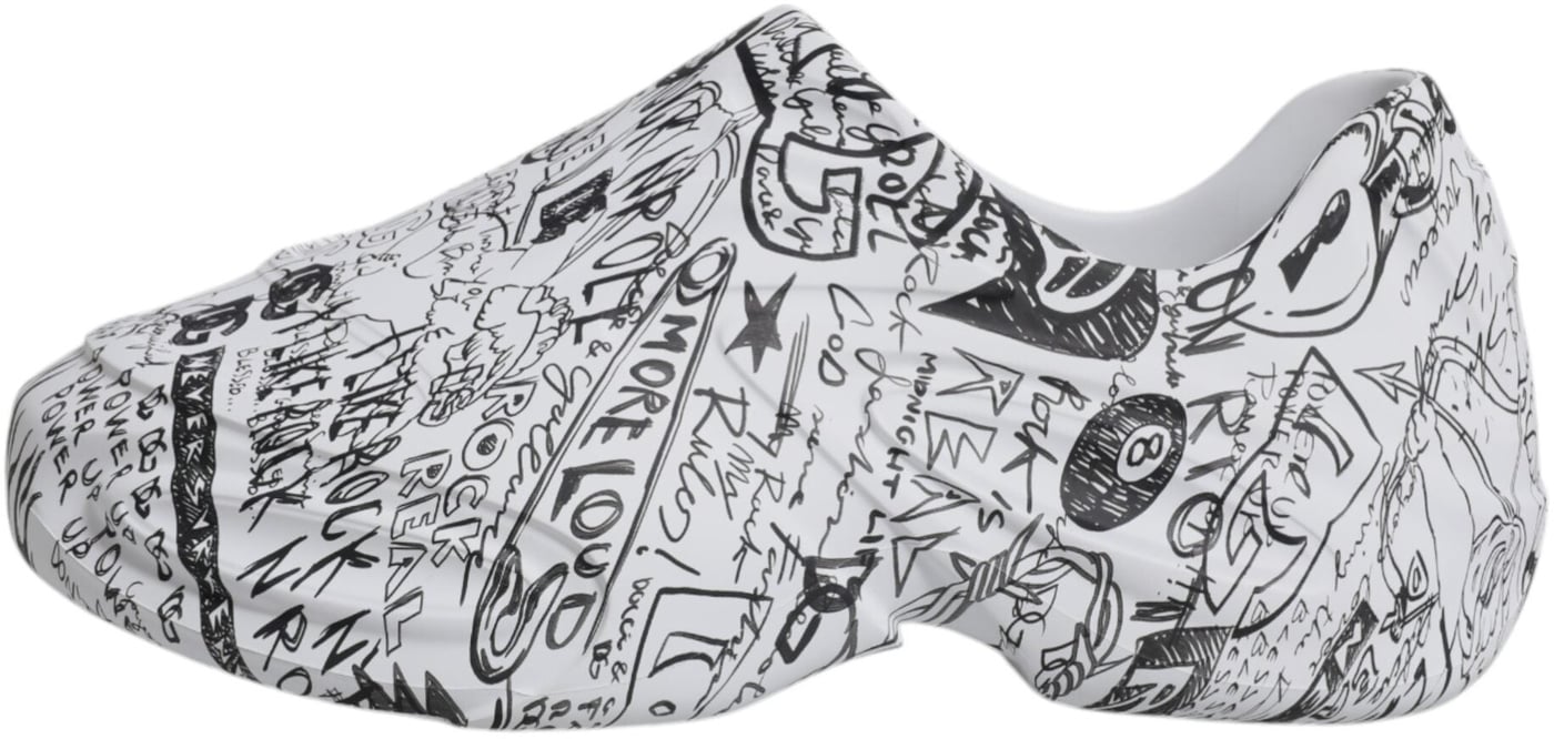 Dolce & Gabbana White Black Graffiti Daymaster Sneakers Shoes