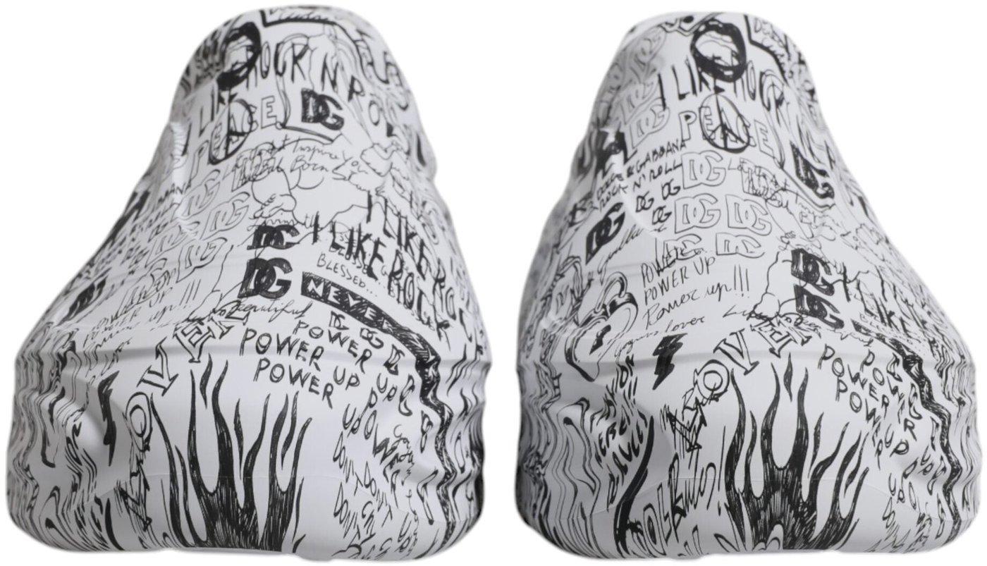 Dolce & Gabbana White Black Graffiti Daymaster Sneakers Shoes