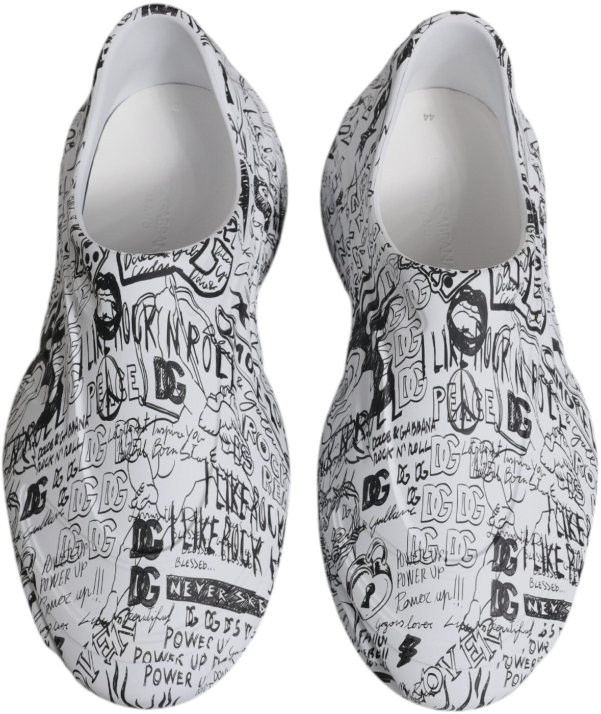Dolce & Gabbana White Black Graffiti Daymaster Sneakers Shoes