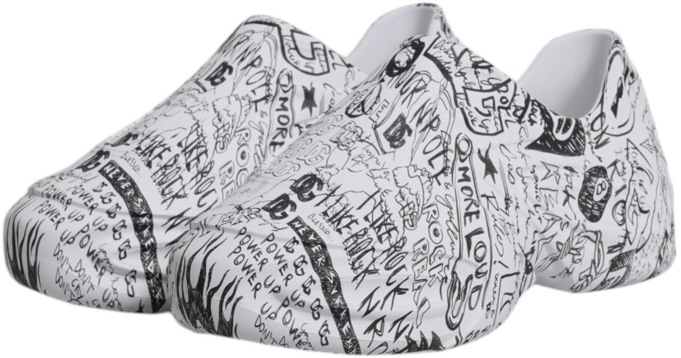 Dolce & Gabbana White Black Graffiti Daymaster Sneakers Shoes