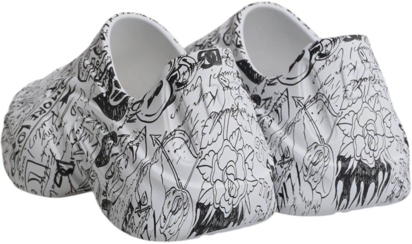 Dolce & Gabbana White Black Graffiti Daymaster Sneakers Shoes