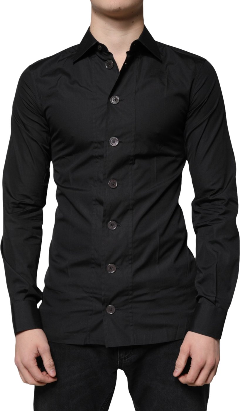 Dolce & Gabbana Black Cotton Formal Long Sleeves Dress Shirt
