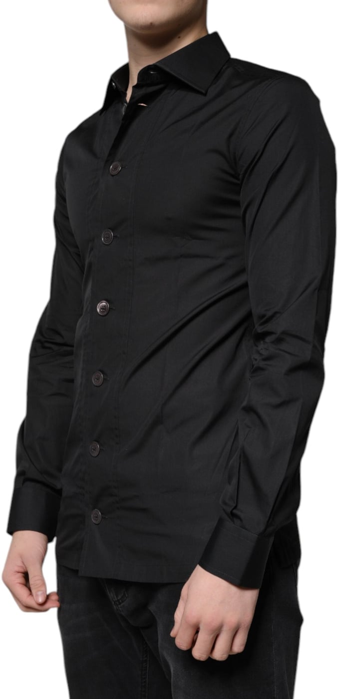 Dolce & Gabbana Black Cotton Formal Long Sleeves Dress Shirt