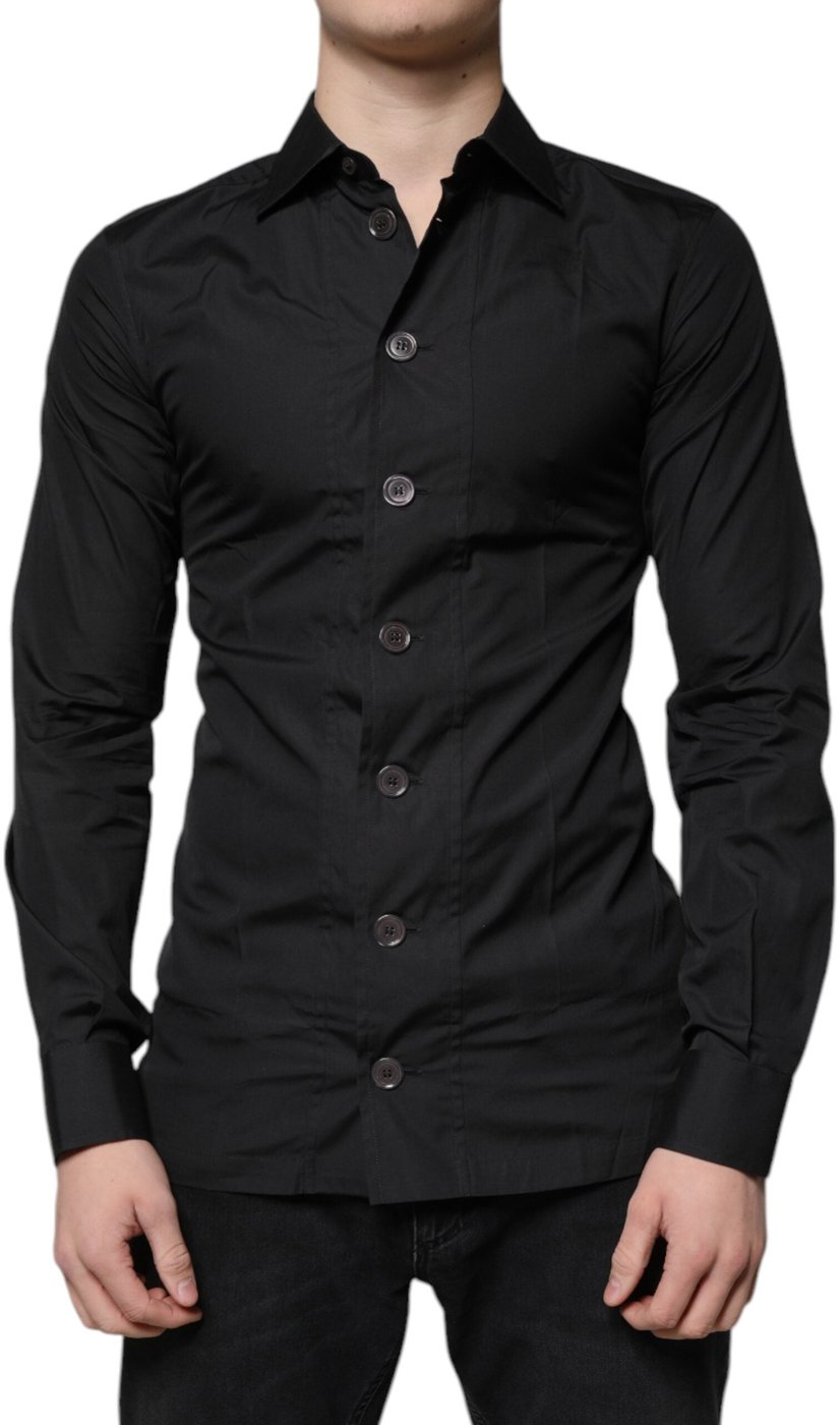 Dolce & Gabbana Black Cotton Formal Long Sleeves Dress Shirt
