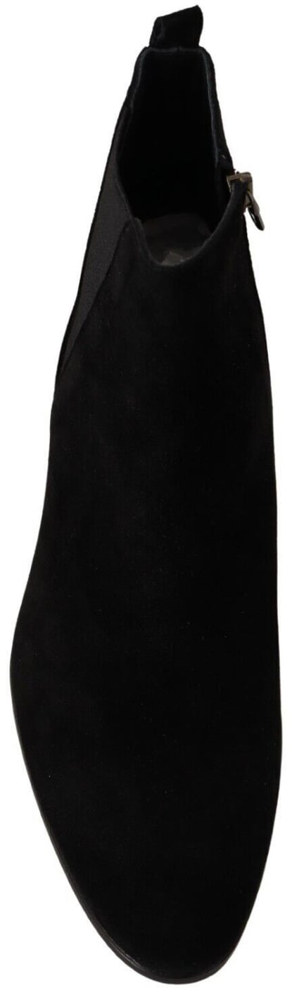 Dolce & Gabbana Black Suede Leather Chelsea Mens Boots Shoes