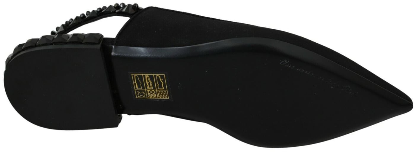 Dolce & Gabbana Black Flats Slingback Charmeuse Shoes