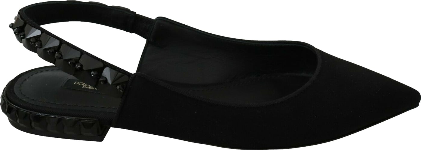 Dolce & Gabbana Black Flats Slingback Charmeuse Shoes