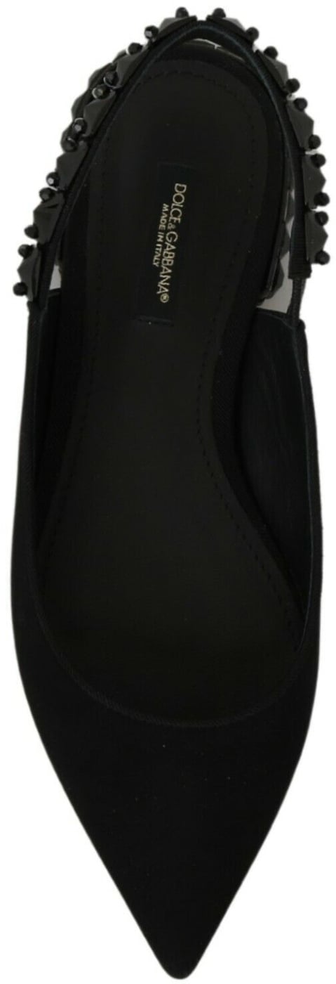 Dolce & Gabbana Black Flats Slingback Charmeuse Shoes