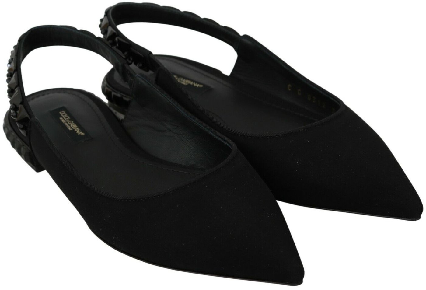 Dolce & Gabbana Black Flats Slingback Charmeuse Shoes