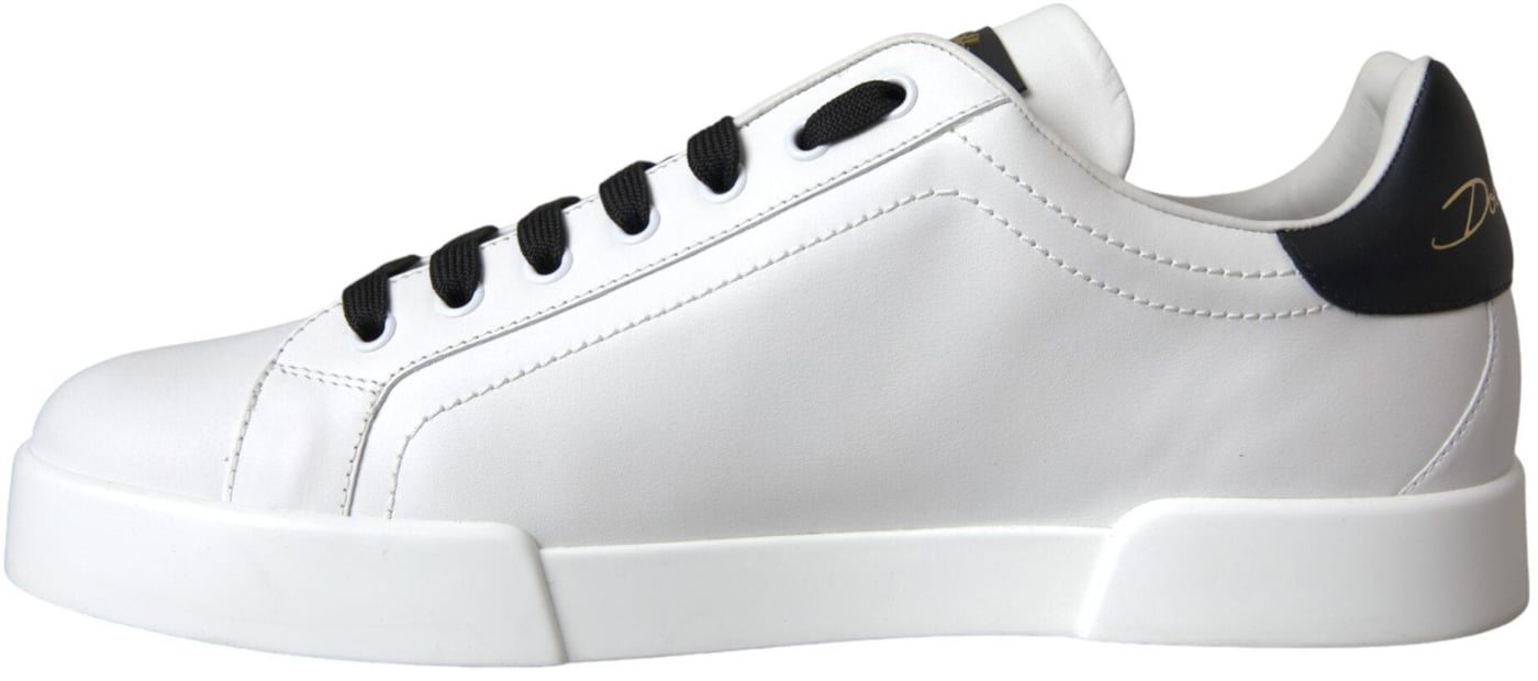 Dolce & Gabbana White Leather DG Logo Casual Low Top Sneakers Shoes