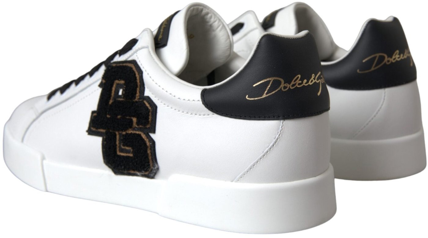 Dolce & Gabbana White Leather DG Logo Casual Low Top Sneakers Shoes