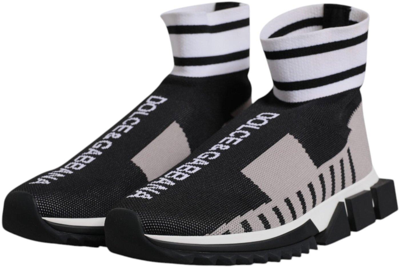 Dolce & Gabbana Black Gray Sorrento Socks Women Sneakers Shoes
