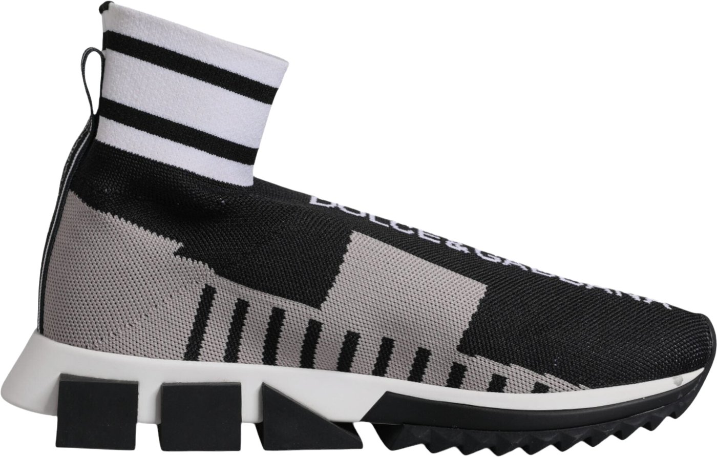 Dolce & Gabbana Black Gray Sorrento Socks Women Sneakers Shoes