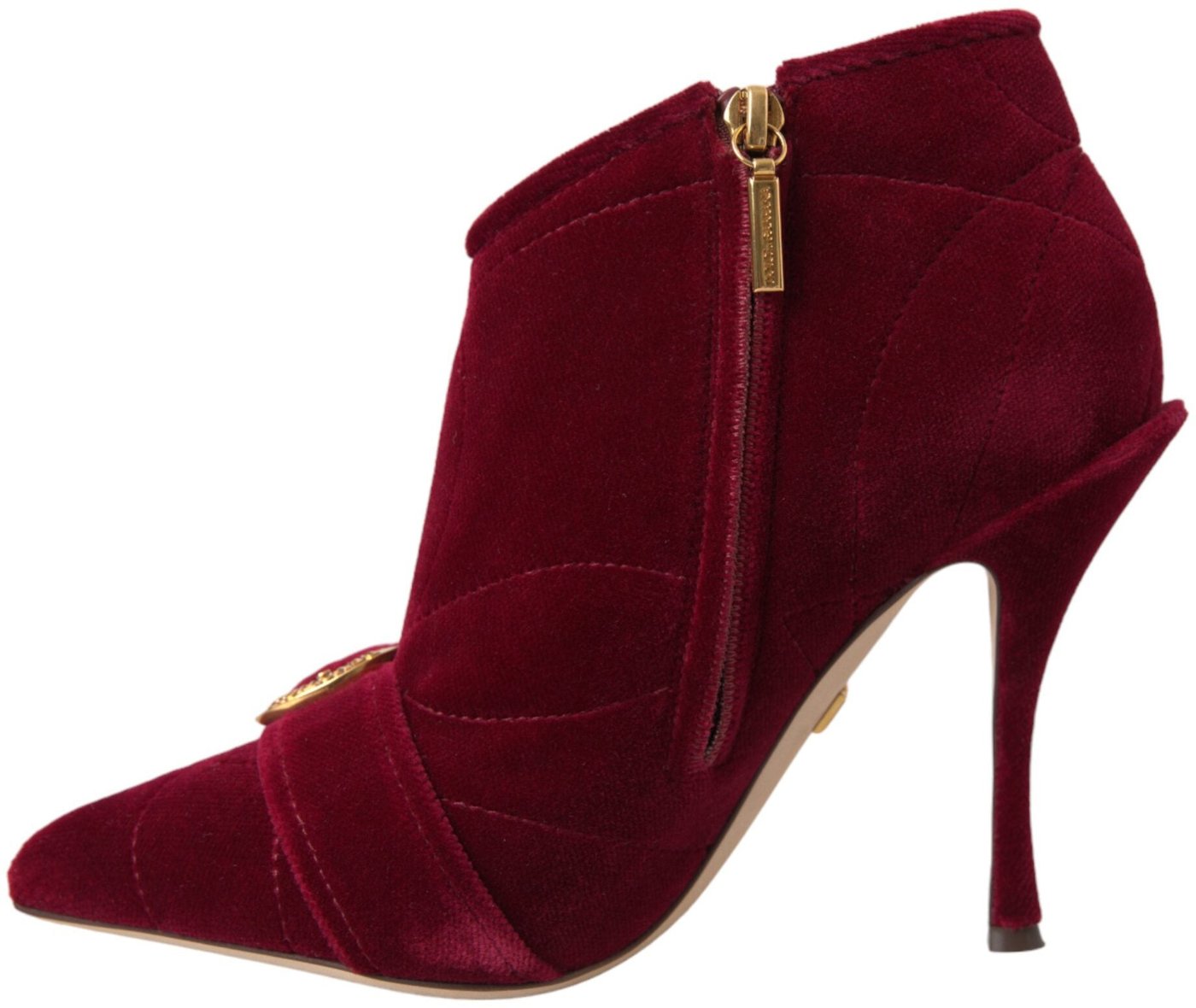 Dolce & Gabbana Dark Red Velvet Devotion Buckle Boots Shoes