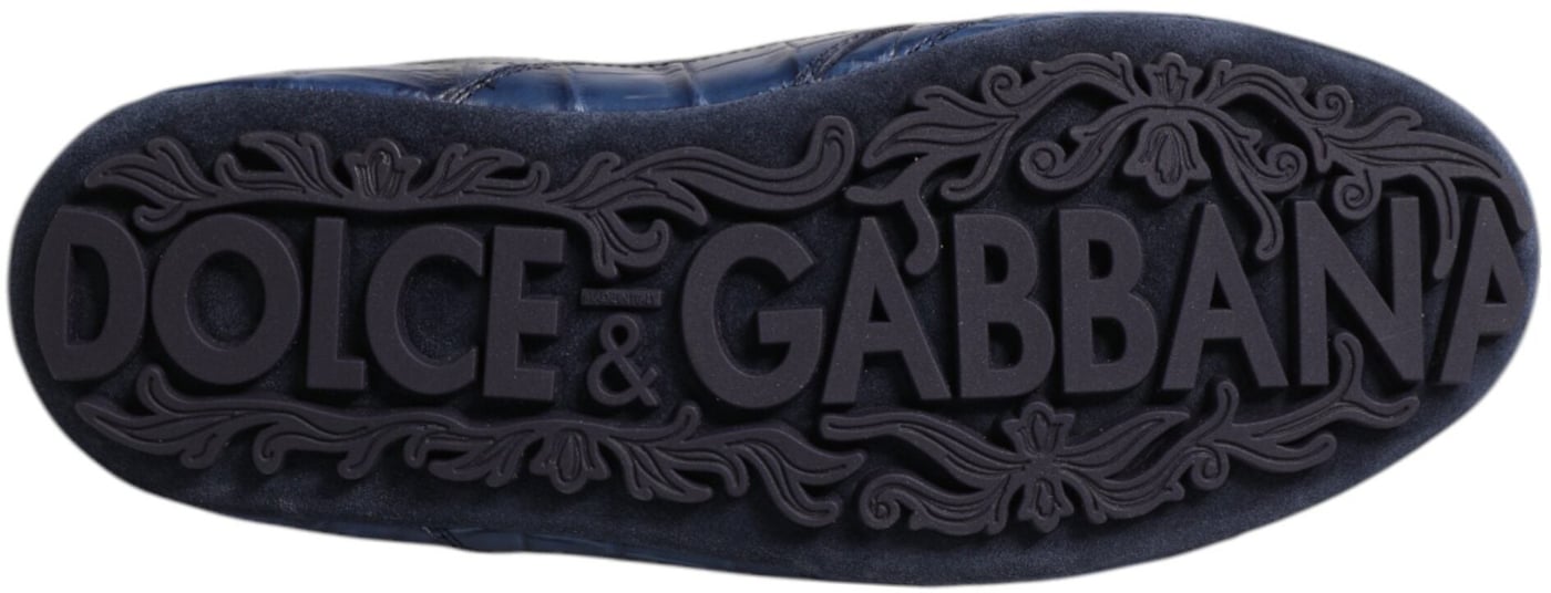 Dolce & Gabbana Dark Blue Leather Low Top Men Sneakers Shoes