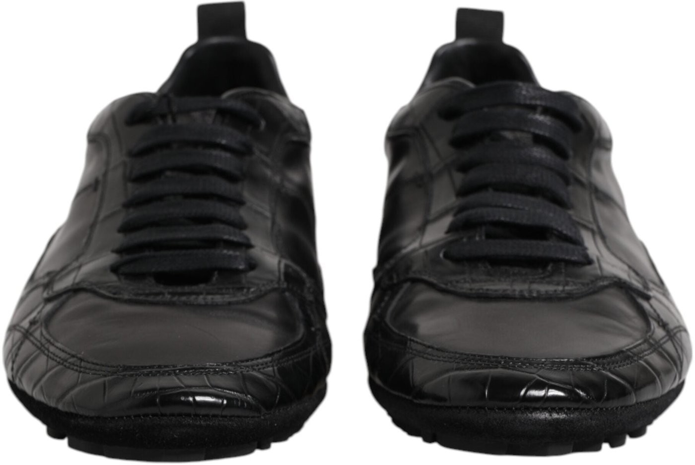 Dolce & Gabbana Black Exotic Leather Low Top Sneakers Shoes