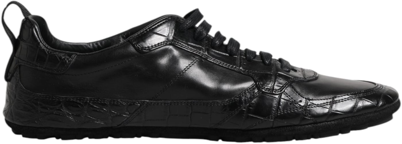 Dolce & Gabbana Black Exotic Leather Low Top Sneakers Shoes
