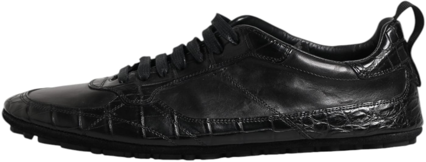 Dolce & Gabbana Black Exotic Leather Low Top Sneakers Shoes