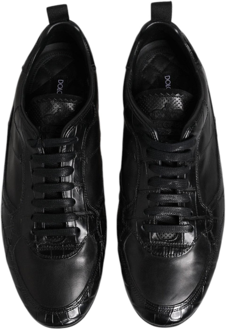 Dolce & Gabbana Black Exotic Leather Low Top Sneakers Shoes