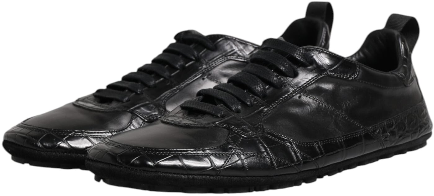 Dolce & Gabbana Black Exotic Leather Low Top Sneakers Shoes