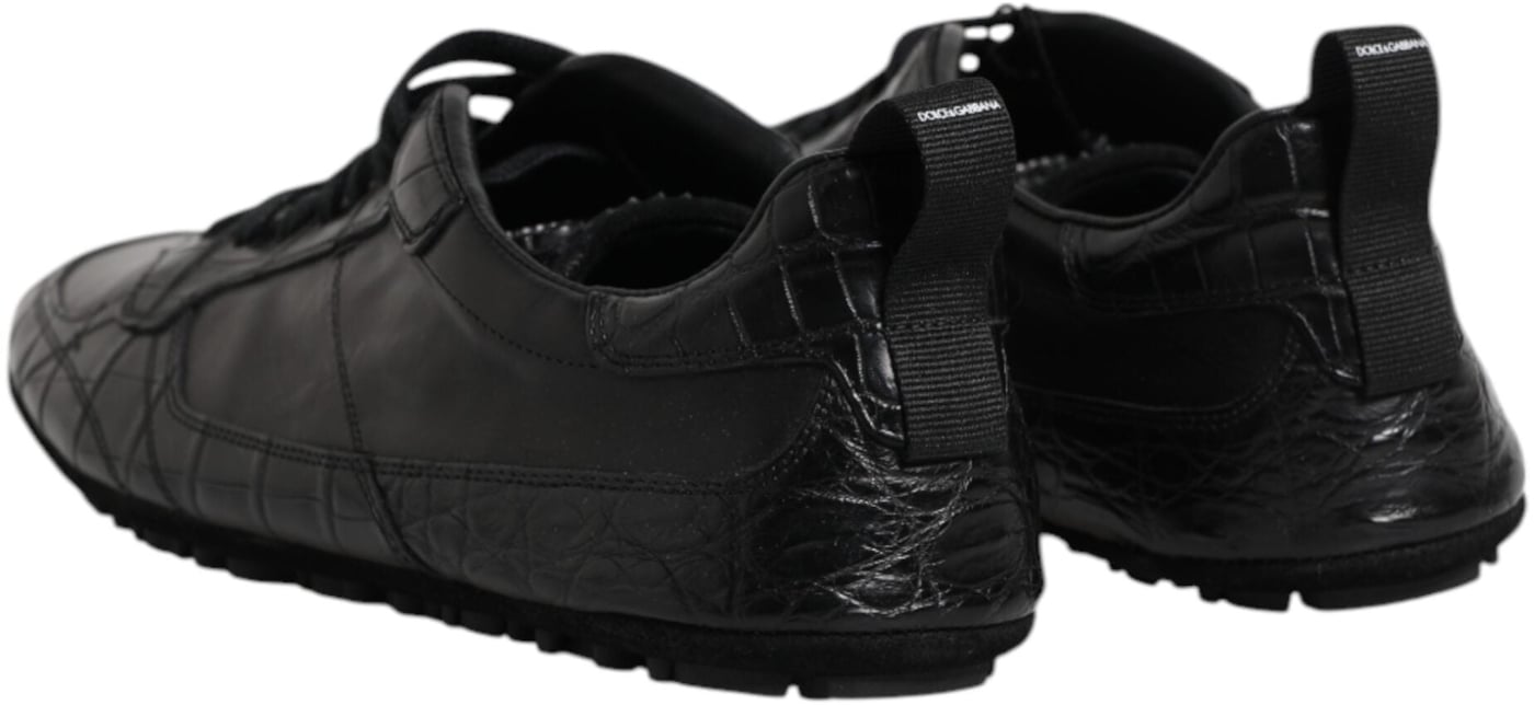Dolce & Gabbana Black Exotic Leather Low Top Sneakers Shoes