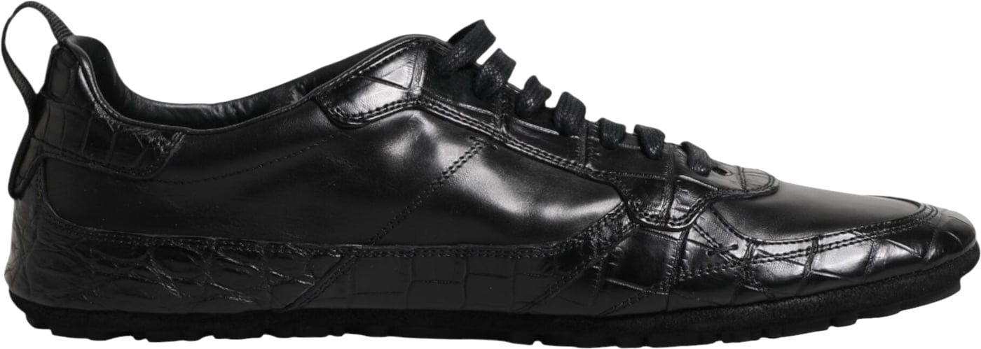 Dolce & Gabbana Black Exotic Leather Low Top Sneakers Shoes