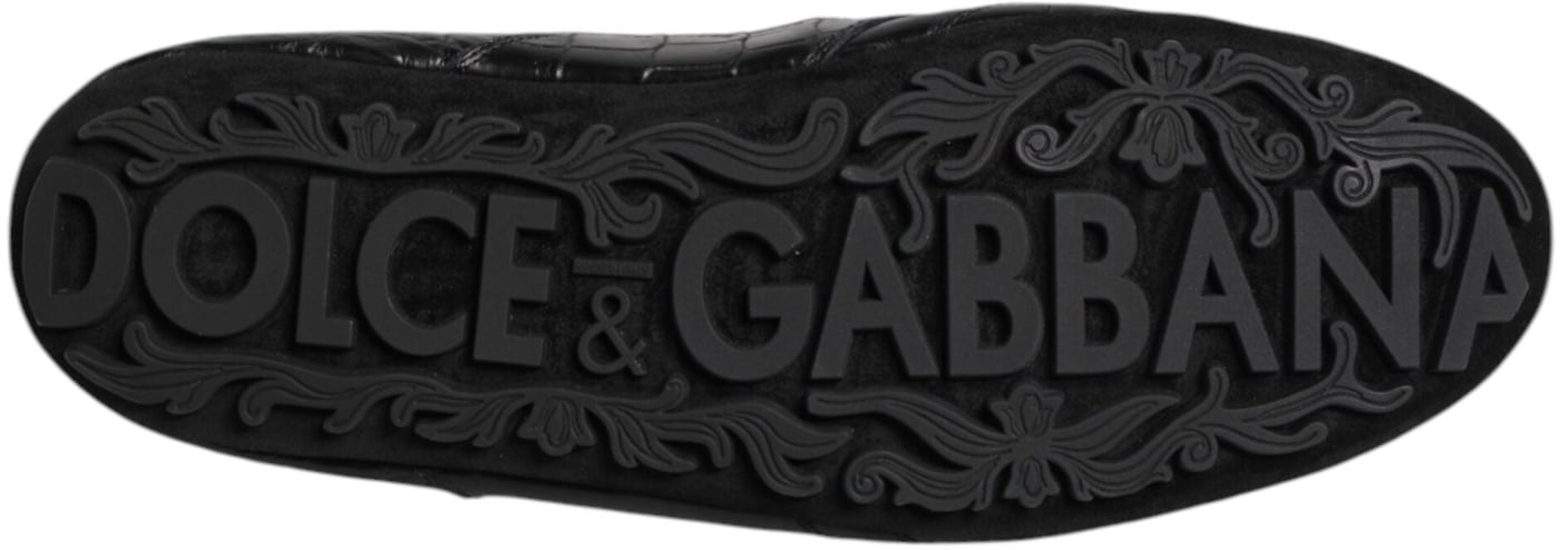 Dolce & Gabbana Black Exotic Leather Low Top Sneakers Shoes