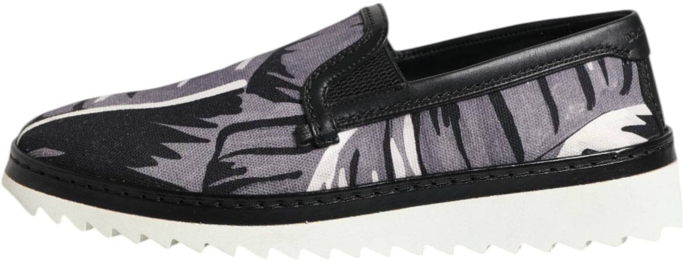 Dolce & Gabbana Black Tropical Slip On Men Sneakers Shoes