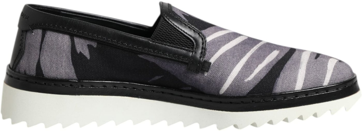 Dolce & Gabbana Black Tropical Slip On Men Sneakers Shoes